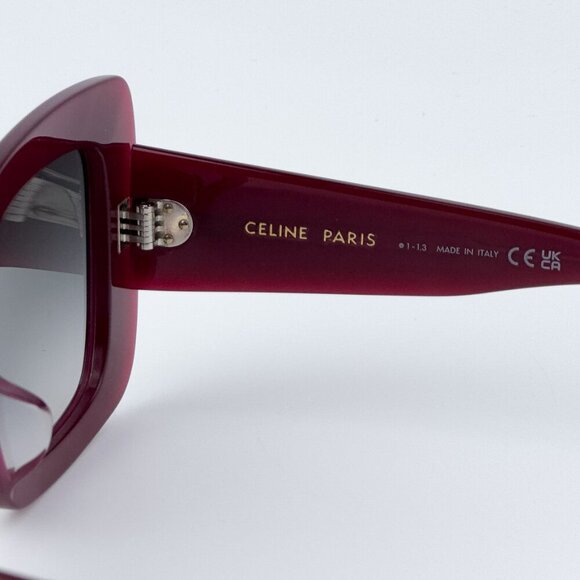 Celine CL40263F 69B 3 DOTS  BRAND NEW Sunglasses Bordeaux Gradient Smoke Women - Picture 7 of 10